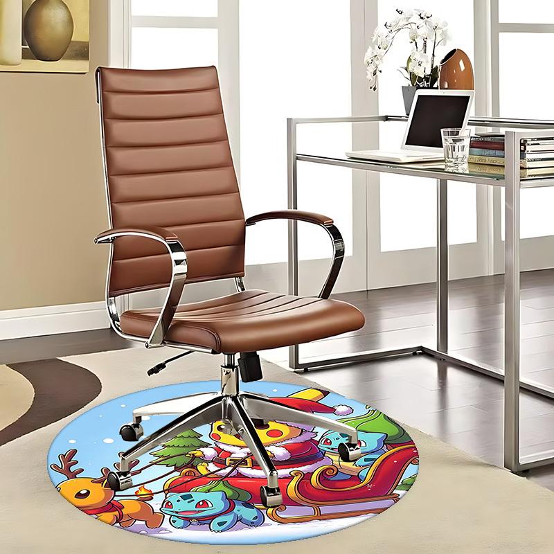 

1pc Christmas Pikachu Santa Claus Round Carpet - Anime Design, Holiday Gift, Office Chair Mat, Non-Slip Rug for Home Decor, Living Room 80cm