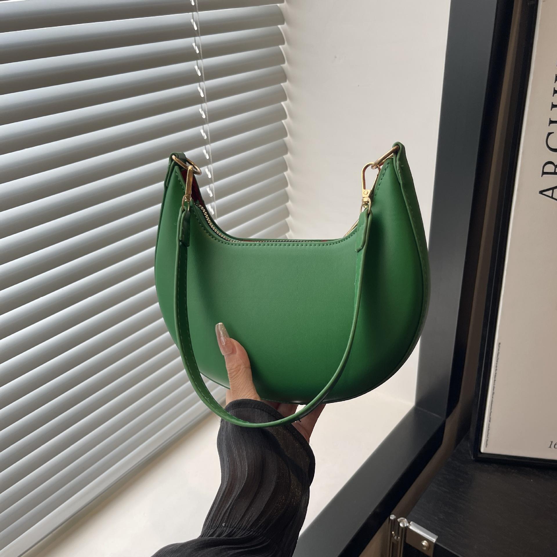 

Трендовая простая круглая зимняя новая сумка-подмышка из искусственной кожи, женская сумка, высокотекстурная сумка через плечо, сумка-тоут зелёный