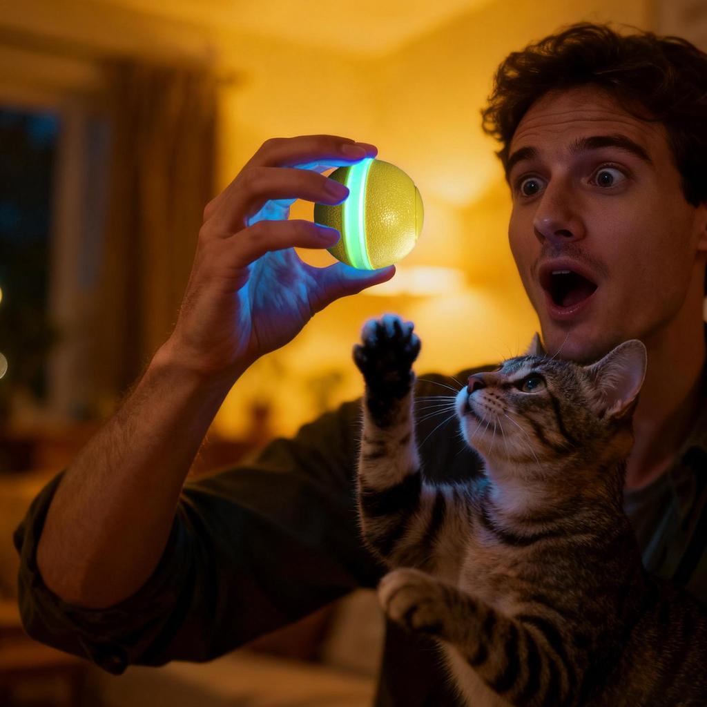 Electric Rolling Pet Toy Ball Jumping Smart Interactive Toy Obstacle Avoidance Rolling Cat Ball With LED Light For Indoor Play