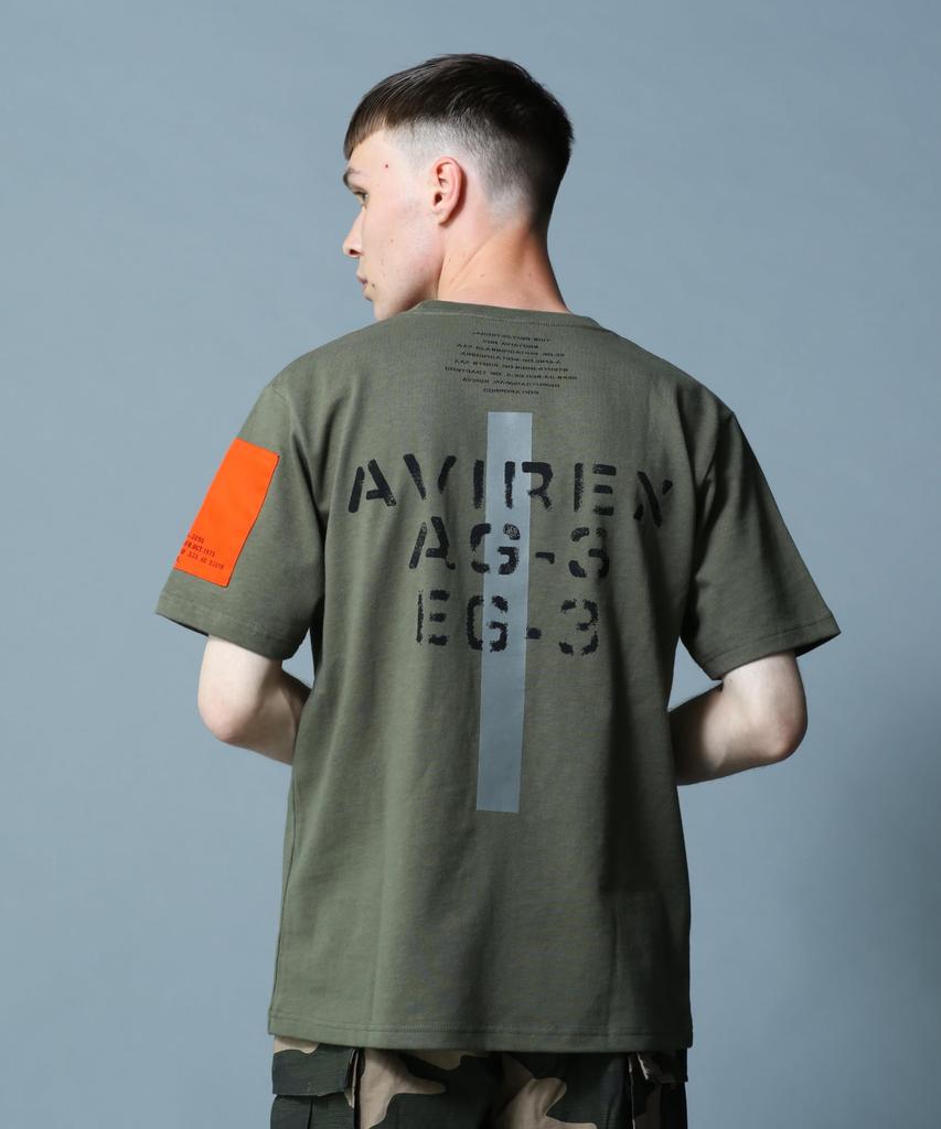 AVIREX REMODEL DESIGN CREW NECK T-SHIRT L Olive