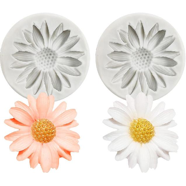 Flower Silicone Fondant Mold Chrysanthemum Mould for Fondant Cake Decorating,Chocolate,Sugarcraft,Candy,Polymer Clay,Soap Crafting Projects 2pcs