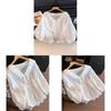 Summer Blouse With Ruffled Lace Trim Vneck Long Sleeve For Women