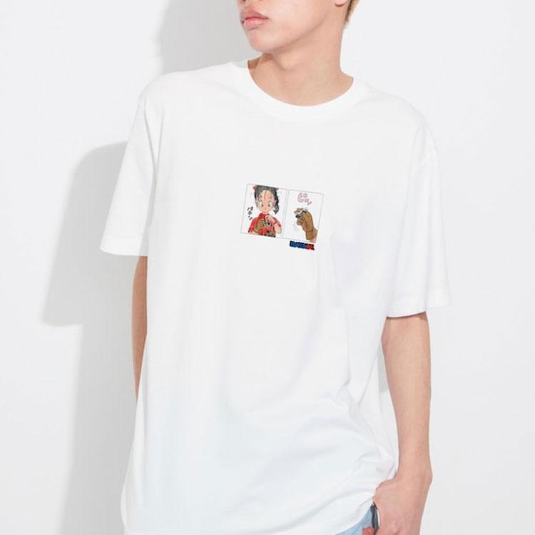 Uniqlo T-shirt Unisex Manica Corta con Stampa Grafica Personaggio Dragon Ball Collaborazione SS23 Top Bianchi 461874-00