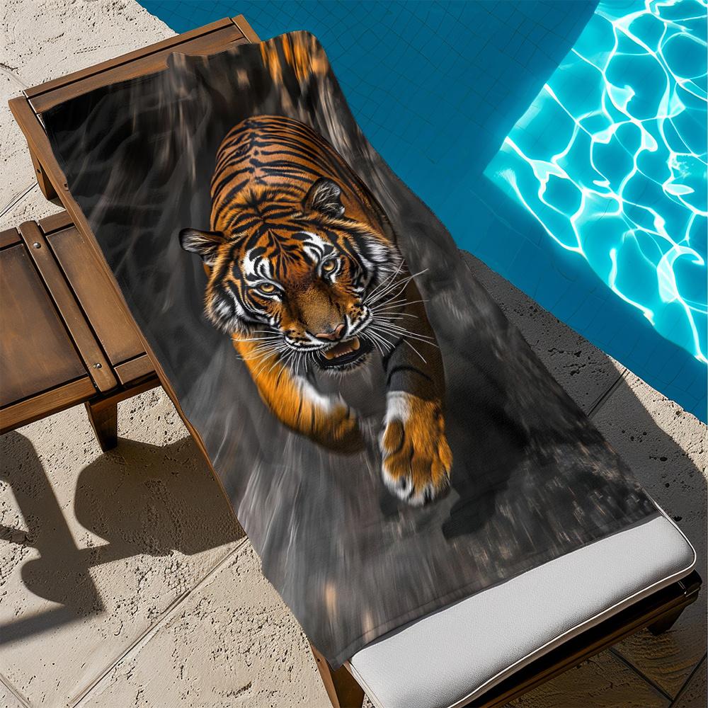 Großes schnelltrocknendes Strandtuch Super saugfähiges schnelltrocknendes Bade-Pool-Handtuch mit kräftigem Tiger-Design Leichtes Mikrofaser für den Strand