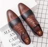 Moda 2024 Buty Oxford dla Mężczyzn Brązowe Czarne Jesienne Biznesowe Sznurowane Pu Biurowe Brogsy Buty Wizytowe Zapatos De Vestir Hombre Buty Męskie