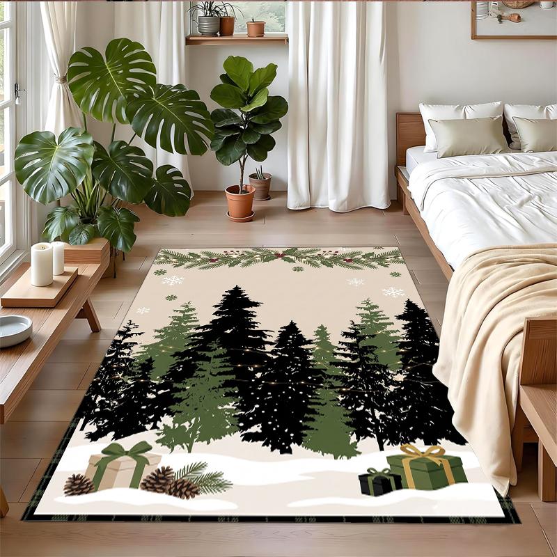 Christmas Printed Square Area Rug Soft Non Slip Floor Carpet For Bedroom Holiday Gift