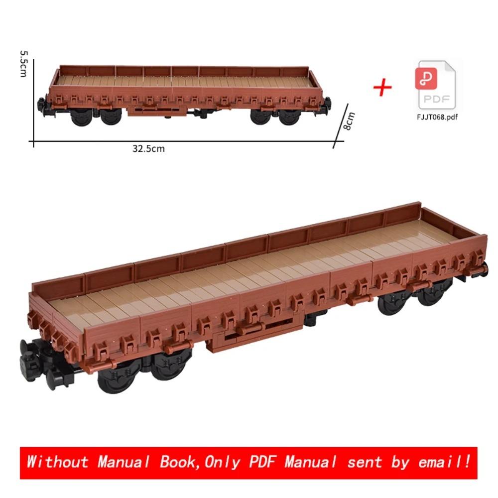 NEW MOC Brown Retro Train Freight Car Brick Set, Closed Box Wagon MOC Kit, Hobby Collectible Toy, Compatible Building Blocks