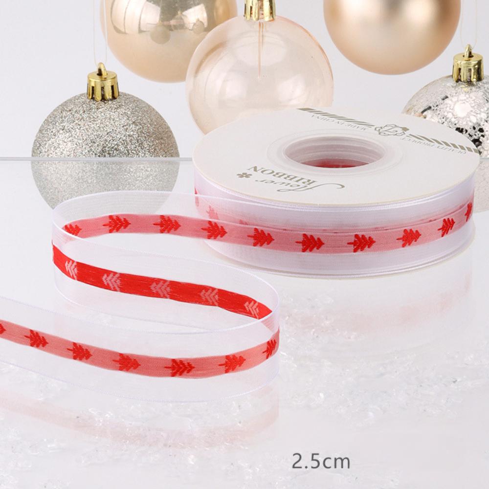 25yards 15/25mm Christmas Tree Ribbon Printed Polyester Ribbons for Decor Xmas Gift Rope Wrapping New Year Gifts Crafts
