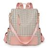 Rucsac antifurt pentru femei Geantă de umăr multifuncțională în carouri Rucsac de călătorie cu trei scopuri
