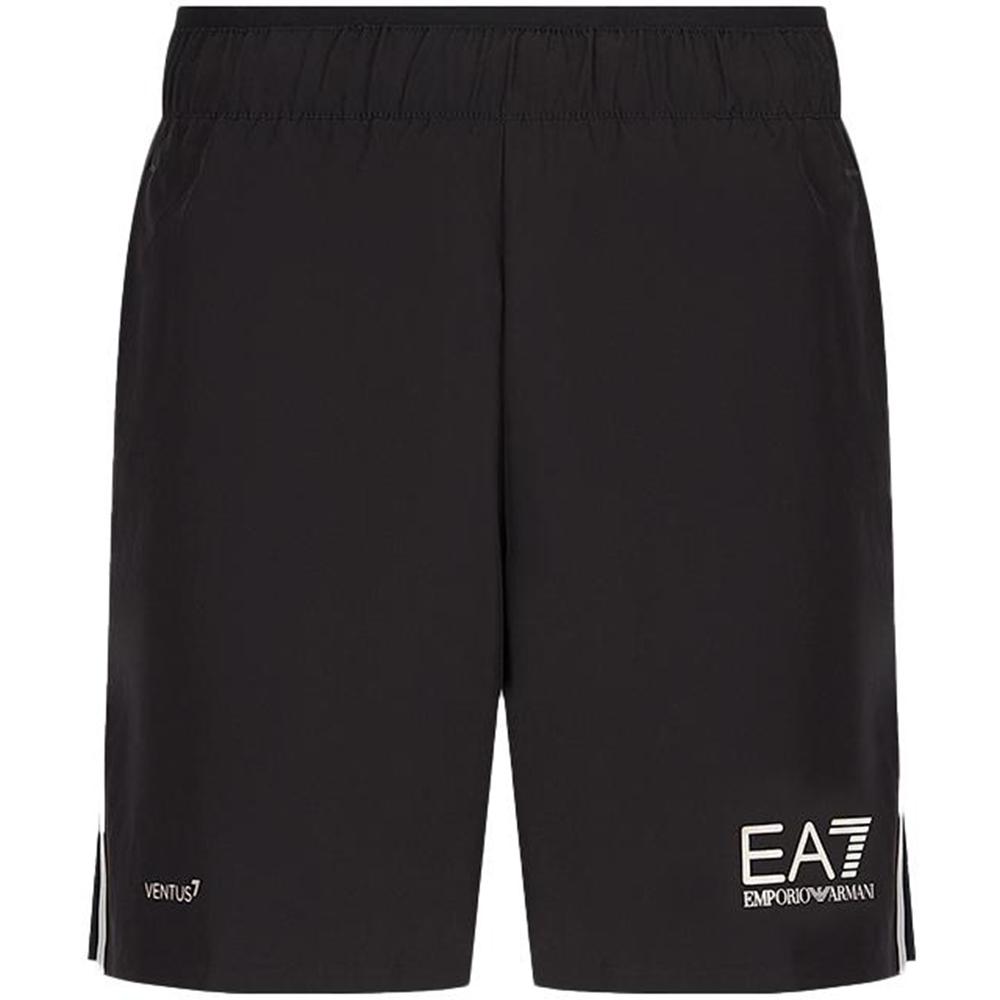 Emporio Armani EA7 Logo Print Rechte Sport Casual Shorts Heren shorts Zwart 8NPS07-PN6TZ-1200 XL