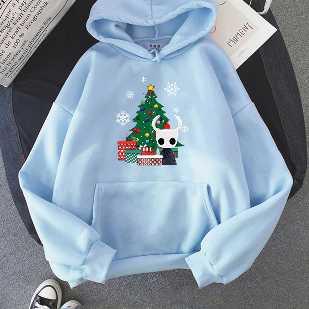 Hollow Knight Christmas Tree Graphic Clothes Autumn/winter Fleece O-neck Pullovers Comfortable Casual Sweatshirt Anime Hoodies
