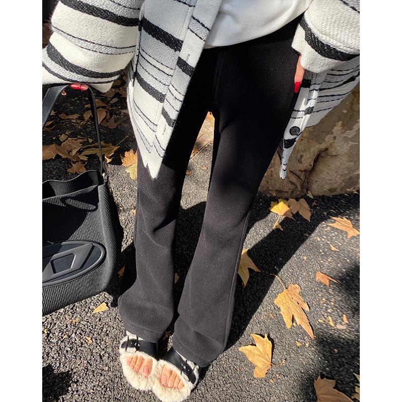 

Women s High-Waisted Corduroy Micro-Flare Wide-Leg Pants with Velvet, Autumn/Winter 2025 Drape Slim Floor-Length Trousers Extra Large чорний