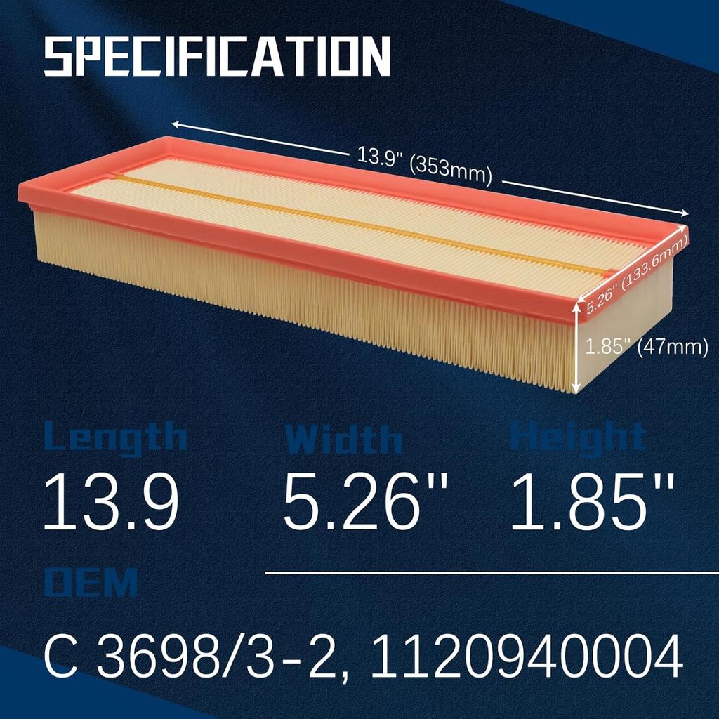 C 3698/3-2 Engine Air Filter For Mercedes-Benz C300 E320 E350 S550 GLK350 GL450 ML350 CLK350 R350 And More 1120940604