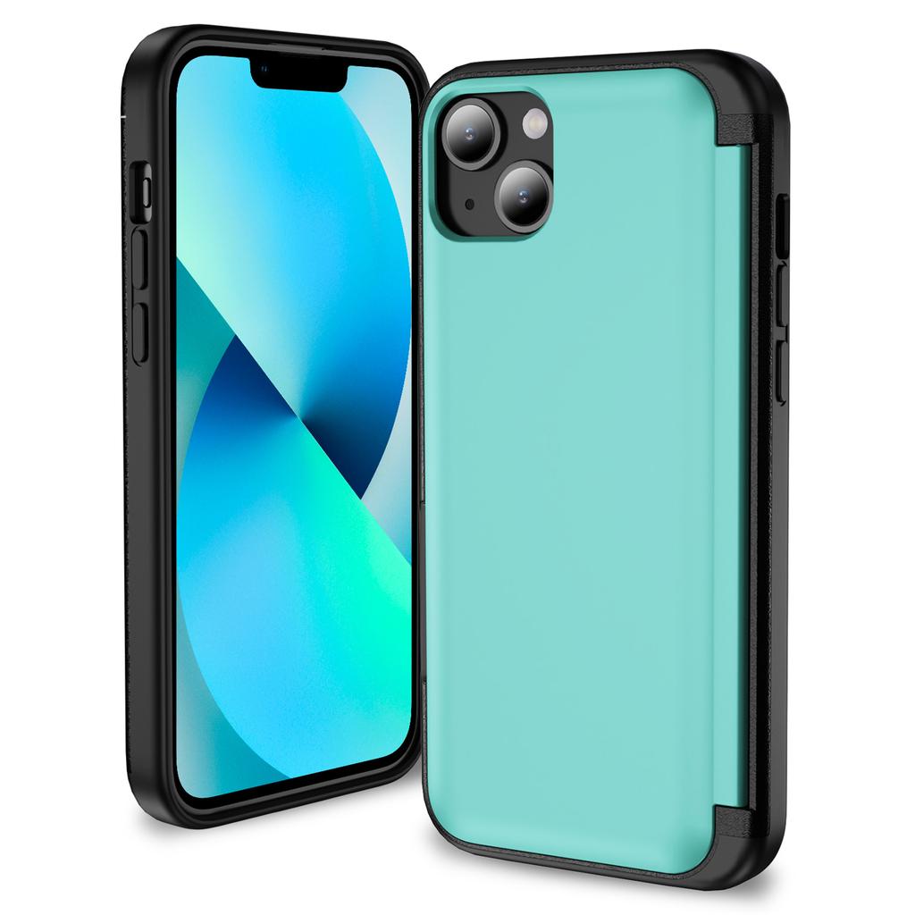 For iPhone 13/14 Kickstand Phone Case Slim-Fit TPU+PC Phone Cover with Card Holder