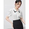 Women's Summer Pleated Color-Block Short Sleeve Shirt