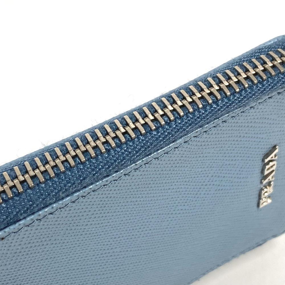 Prada With Strap Zip Around Logo 6 Keys Key Case Leather Blue
