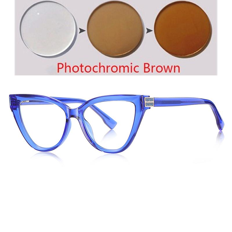 Luxury Cat'S Eye Fashion Women Myopia Glasses Big Frame  Anti-Blue Light  Prescription Eyewear -0.5 -0.75 To -6.0