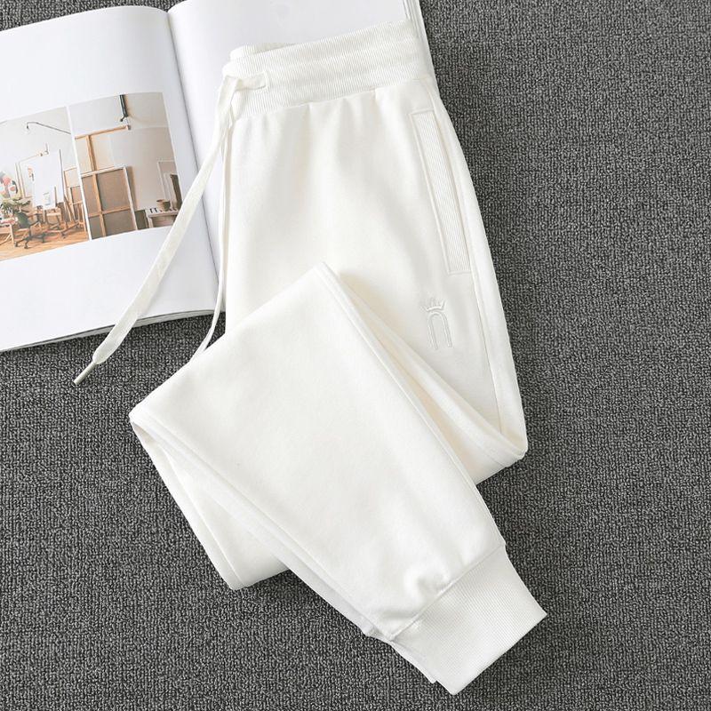 Casual plus Velvet White Spring and Autumn Sports Pants