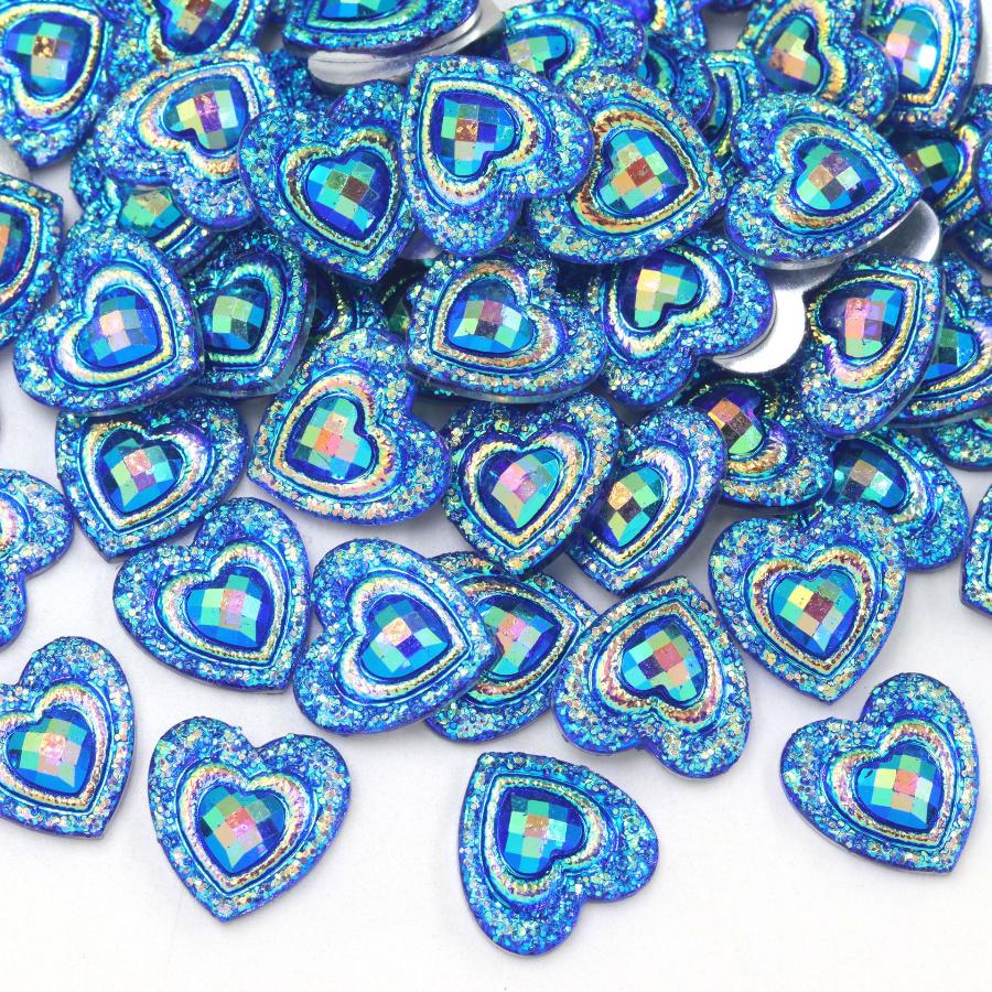 50pcs 14mm heart-shaped resin rhinestone scrapbook suitable for jewelry making DIY charm decoration