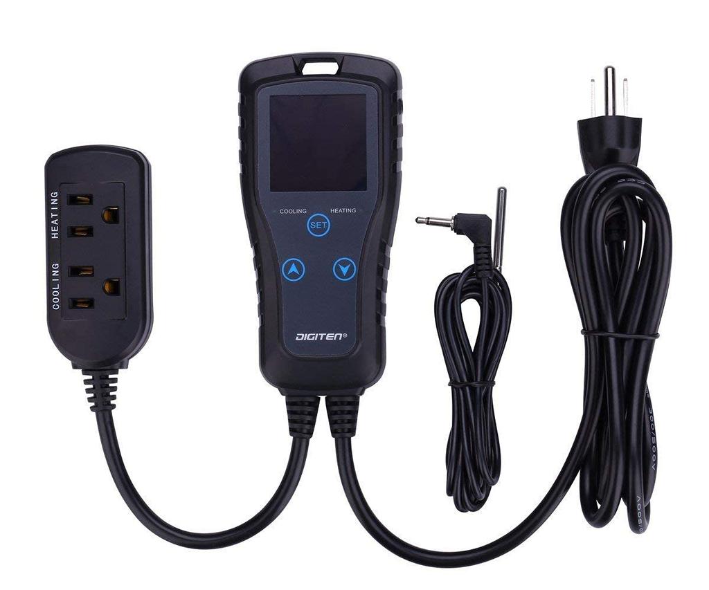 DIGITEN Digital Temperature Controller for Chest Thermostat with Heating and Cooling Home 110V 10A 1100W Freezers, Refrigerators, 2-Stage Outlet,