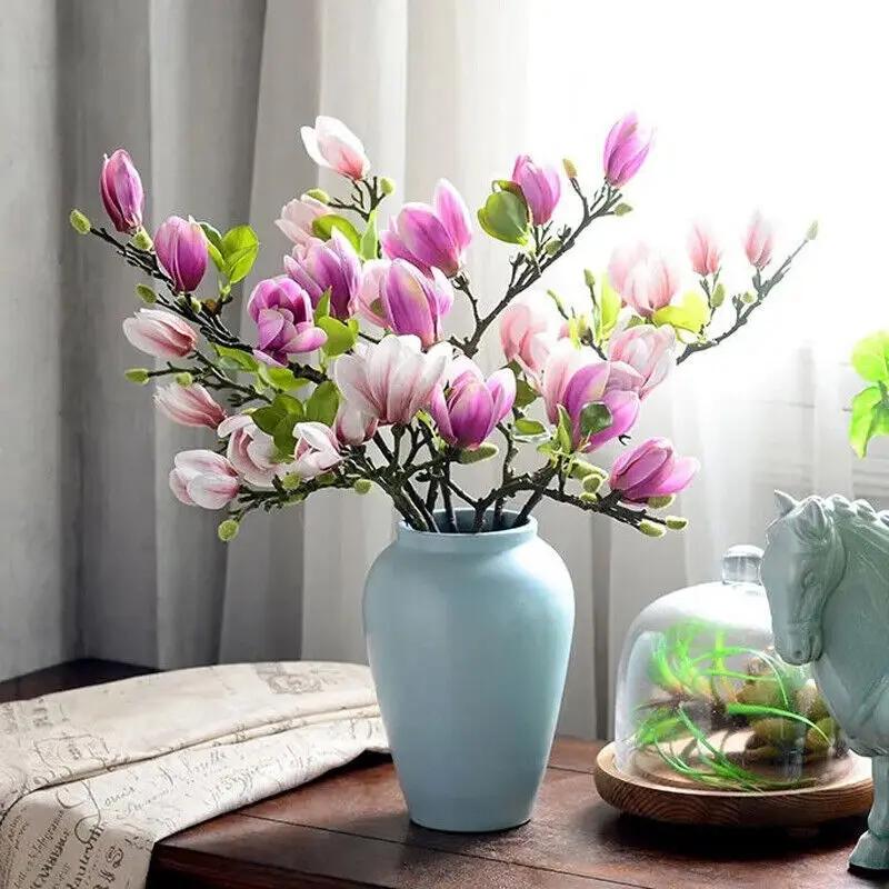 High Imitation Film Hand Feeling Magnolia Flowers Simulation Flowers Fake Flowers Decorative Living Room Entrance Table Ornament