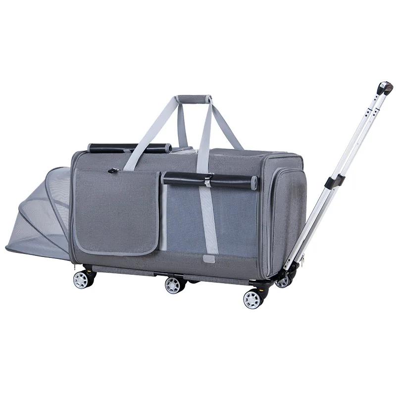 Pet Cart Super Large Pull Rod Cat Bag Dog Stroller Hatchback Large Space Can Be Expanded Concealed Multi-cat Kennel Cat Trolley