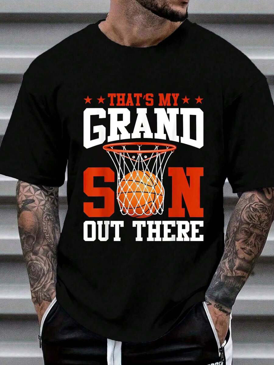 100% Cotton That s My Grandson Out There Basketball Grandma Grandpa T-Shirt Women s Men s Graphic Tee S разноцветный