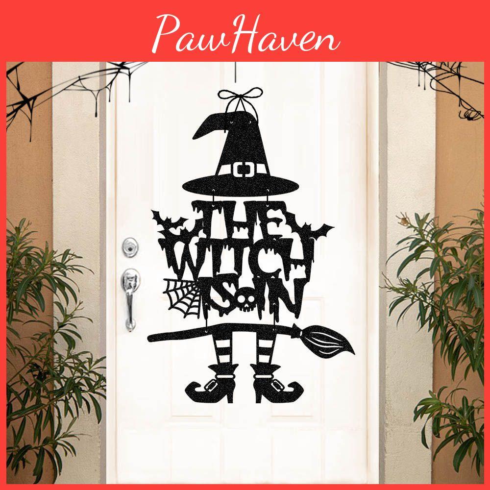 Bat And Witch Theme Halloween Door Hanging Decorations For Festive Party Ghost
