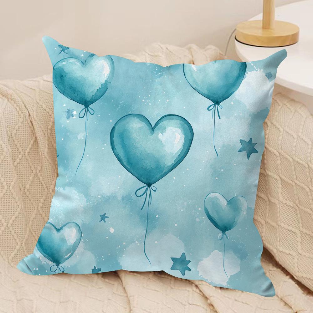 Heart Valentines Day Cushion Cover Silky Short Plush Invisible Zipper Dustproof Sofa Pillow Case for Home Decor