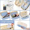 Purple Pencil Case Large Capacity Pen Bag Double Layer for Students Pouch Holder Box Office Stationery Back To School Supplies