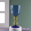 Stained glass goblet contrast color mix and match red wine glass