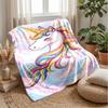 Regenbogenmähne Einhorn-Thema Decke Leicht Warm Flanelldecke Dekorative Überwurfdecke für Heimdekoration