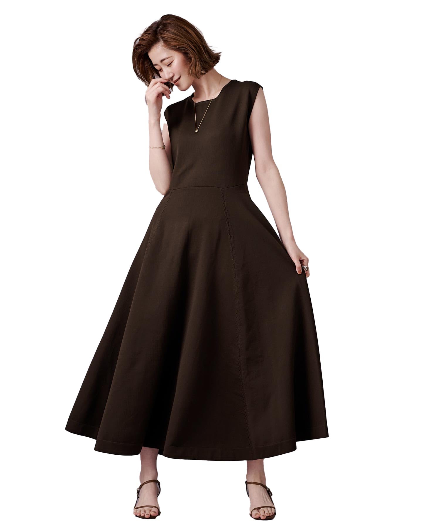 

Yours French Sleeve Knit Dress Size L BEXU1658, Women s, Brown,