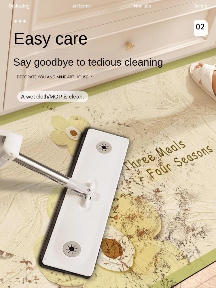 2-teilige Creme Air Küchenbodenmatte Kieselgur Saugfähig, Rutschfest, Anti-Abtropfmatte Lang Waschfrei und Anti-Sturz Teppich