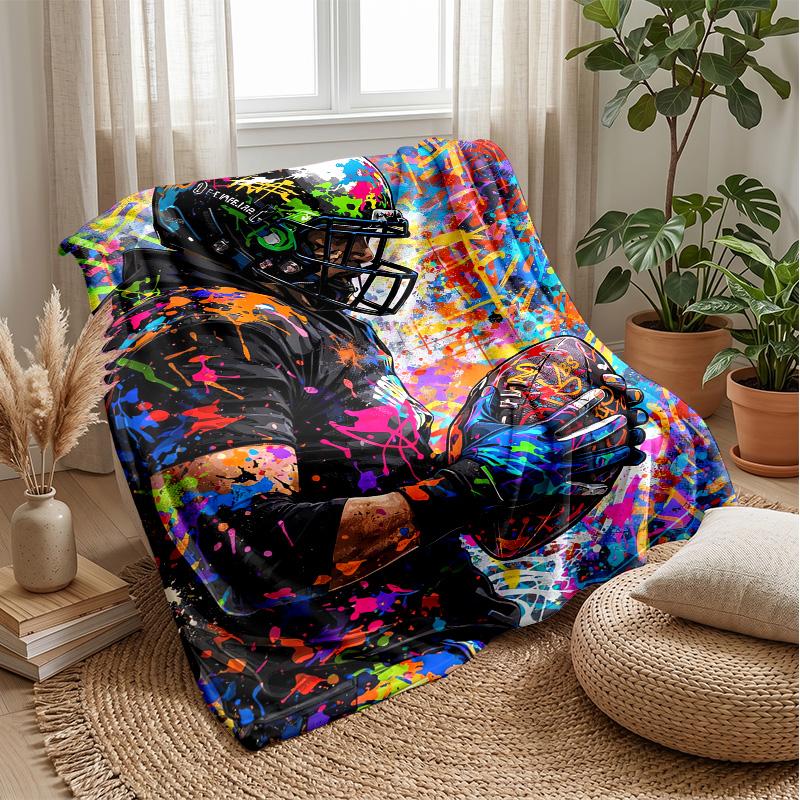 Golden Football Design Theme blanket Lightweight Warm Flannel Blanket Decorative Throw Blanket for Home Decoration