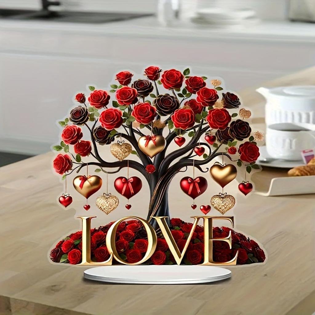 Valentine's Day Acrylic Rose Tree Sunshine Catcher Love Witness Decorative Flowers
