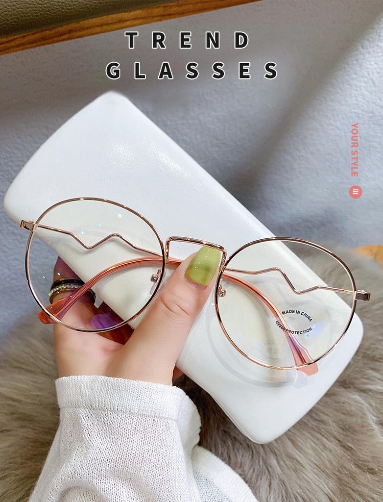 2PCS Light-sensitive color-changing cat eye style retro trendy non-face slimming flat light glasses high-end myopia glasses
