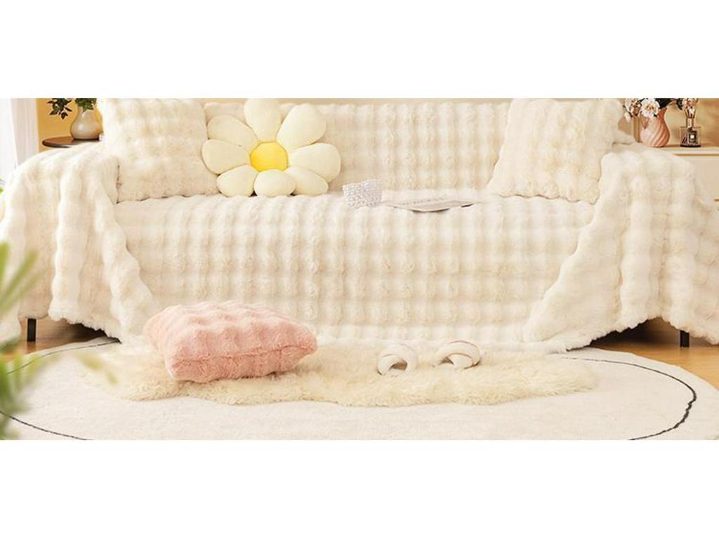 Copridivano in Peluche Antiscivolo, Copertura Totale, Ispessito per l'Inverno, Universale per Tutte le Stagioni