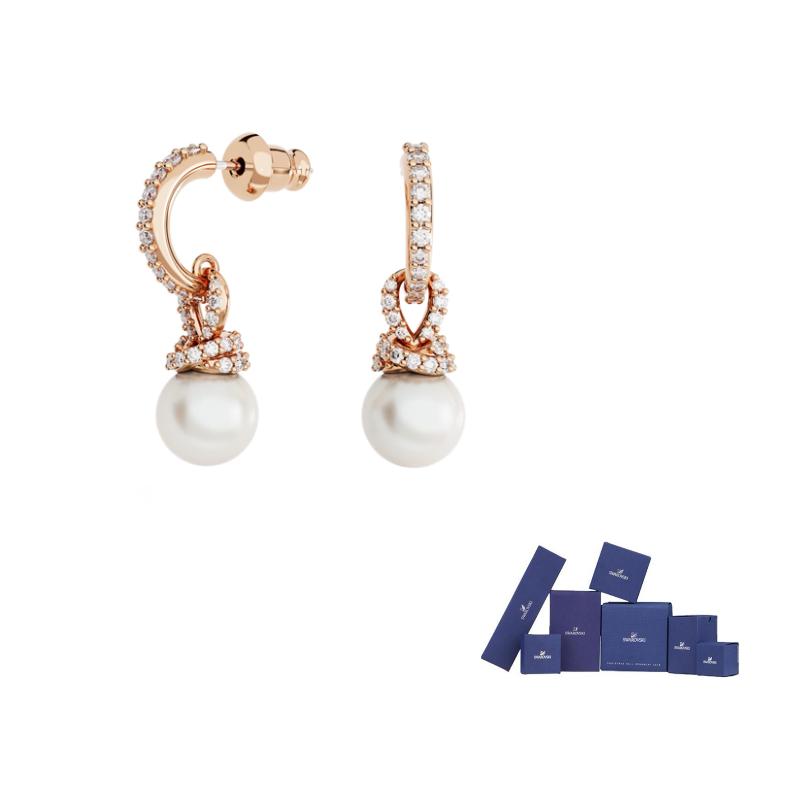 Swarovski Rose Plated Earrings Womens Rose Gold F-Original brand box