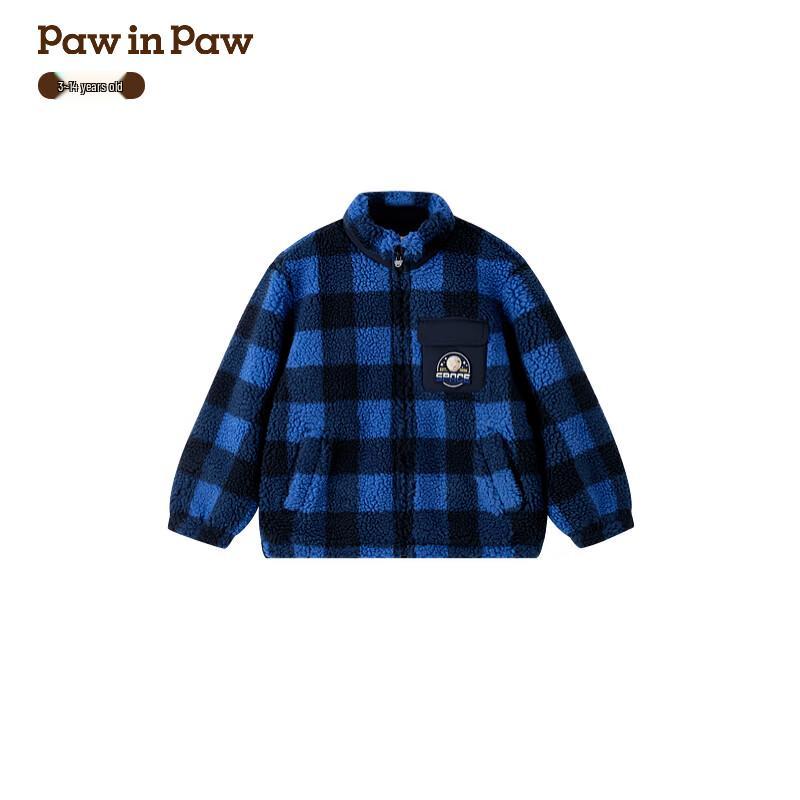 PawinPaw Boys  Cartoon Bear Plaid Knit Jacket 120