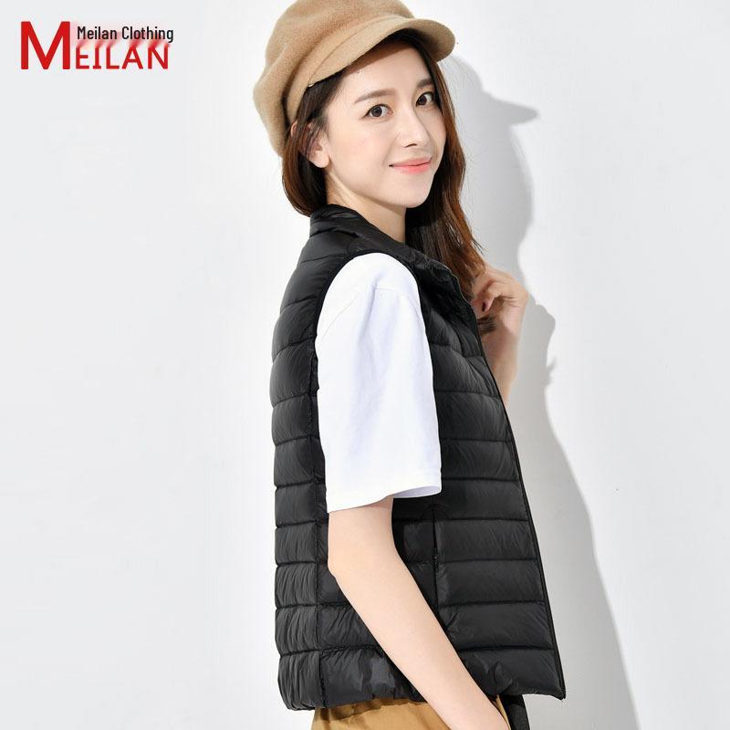 Women's Lightweight Short Down Vest - Sleeveless Winter Outerwear Jacket