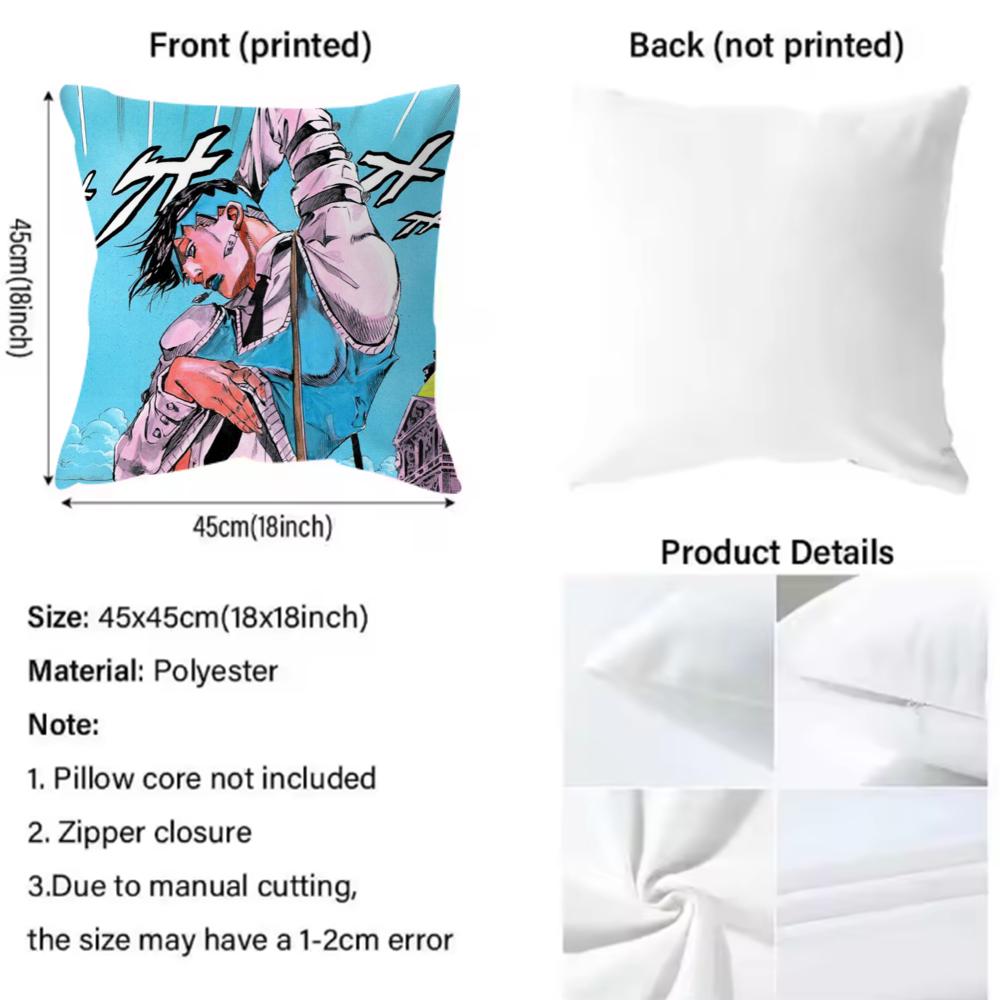 Hot J-Jjojo'S Bizarre Adventure Cushion Cover Soft Washable Pillow Case Multi-Scene For Couch Bed Travel Office Use