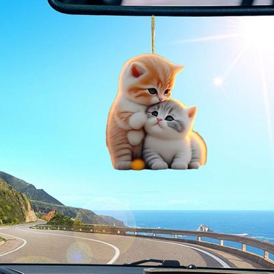 Colgante para Automóvil Acrílico 2D Colorido Amuleto de Alpaca Gato Decoración para Coche Adorno Colgante Ligero para Vehículo