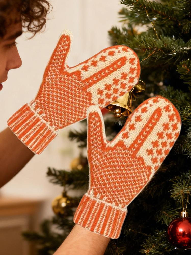 Orange Gloves For Women Winter  Warm Thermal Mittens Womens Gloves For Cold Weather For Dog Walking Hiking Sports Snow Running