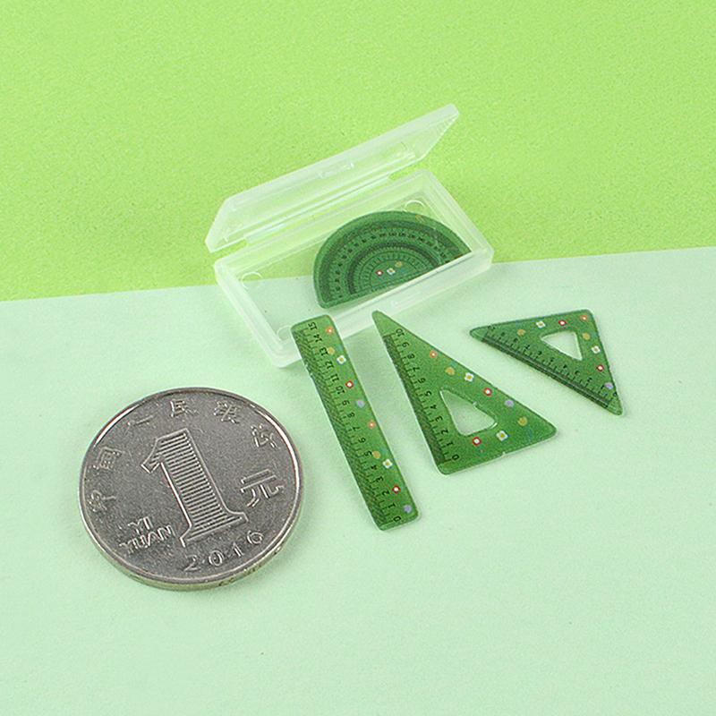 4Pcs/Set Dollhouse Simulation Learning Ruler Model Toy Mini Plastic Rulers Set Square Learning Props Children'S Learning Gifts