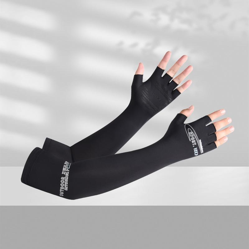 Ice Silk Sunscreen Gloves, Thin Touch Screen Sleeves, Long Breathable Sports, Men and Women Outdoor Driving, Cycling, Fishing, Quick Drying