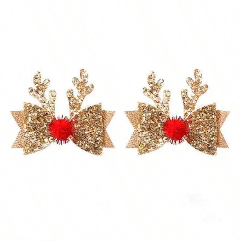 1pc Pet Cat Dog Bow Deer Theme Hair Clips, Suitable For Daily Use/Christmas