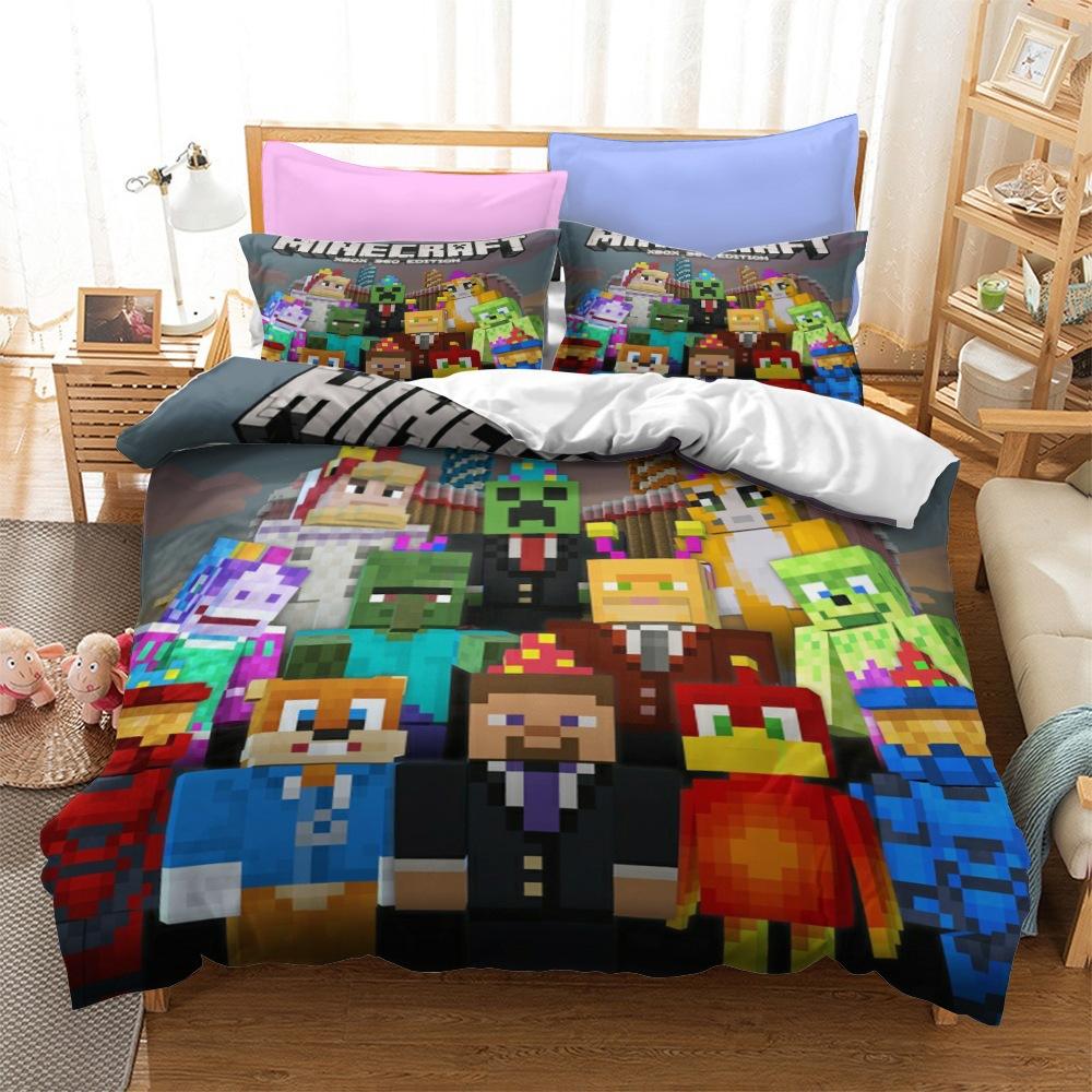 Roupa de Cama Minecraft Série Kit Três Peças Têxtil Lar Tecido Abrasivo Impressão Digital