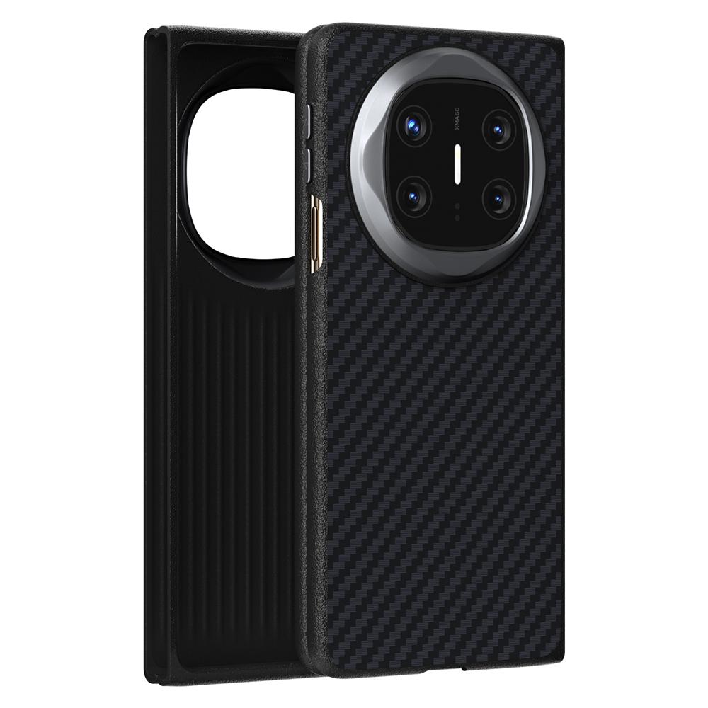 

ABEEL For Huawei Mate X6 Case Compatible with MagSafe Carbon Fiber Texture Back Cover Black/Silver