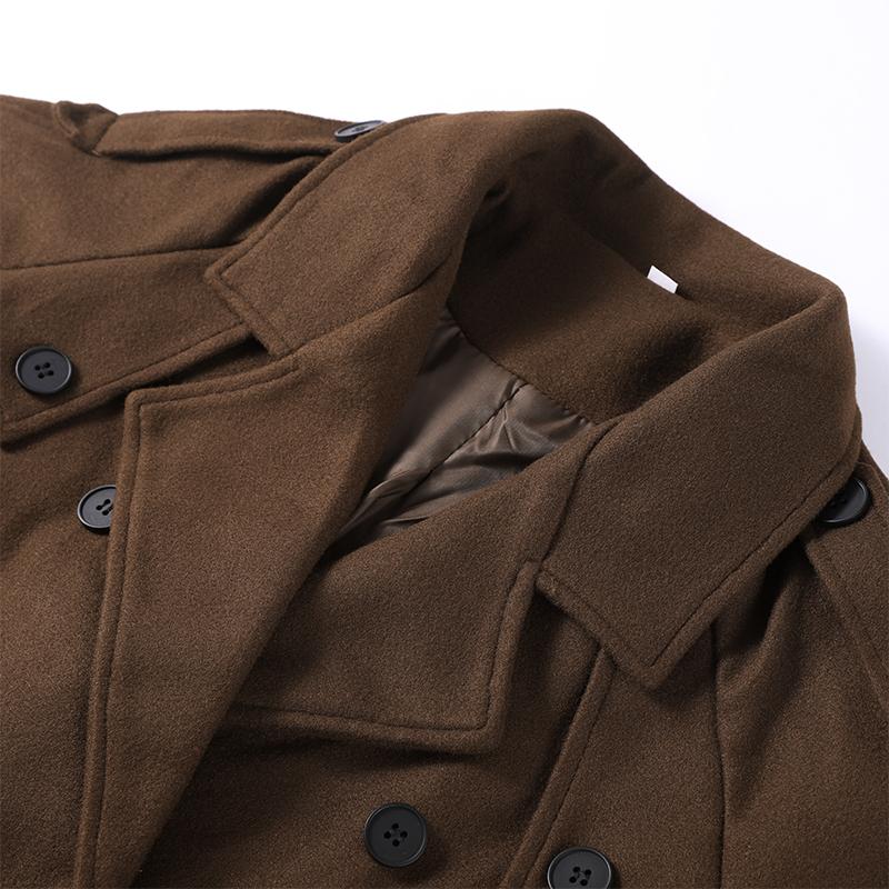 Kabát s klopami, dvouřadé zapínání, temperamentní vlněný dlouhý kabát, silná látka, dámská teplá bunda, podzim 2025